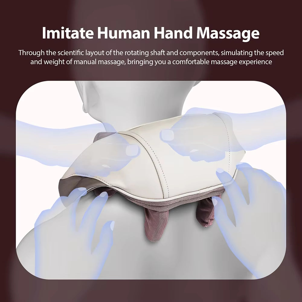 Cordless Shiatsu Neck & Shoulder Massager with Heat – 6-Point Kneading, 2 Modes & 2 Intensities