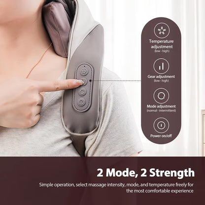 Cordless Shiatsu Neck & Shoulder Massager with Heat – 6-Point Kneading, 2 Modes & 2 Intensities