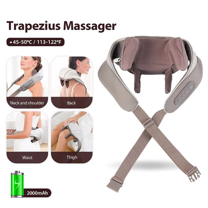 Cordless Shiatsu Neck & Shoulder Massager with Heat – 6-Point Kneading, 2 Modes & 2 Intensities