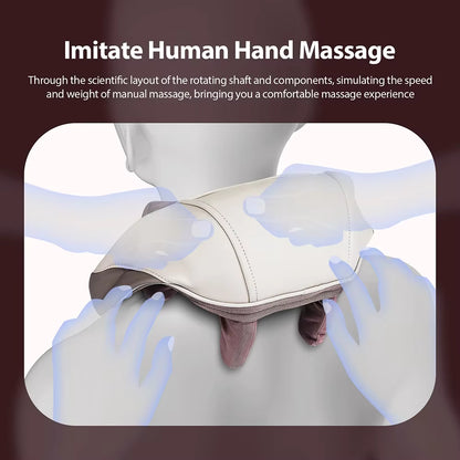 Cordless Shiatsu Neck & Shoulder Massager with Heat – 6-Point Kneading, 2 Modes & 2 Intensities