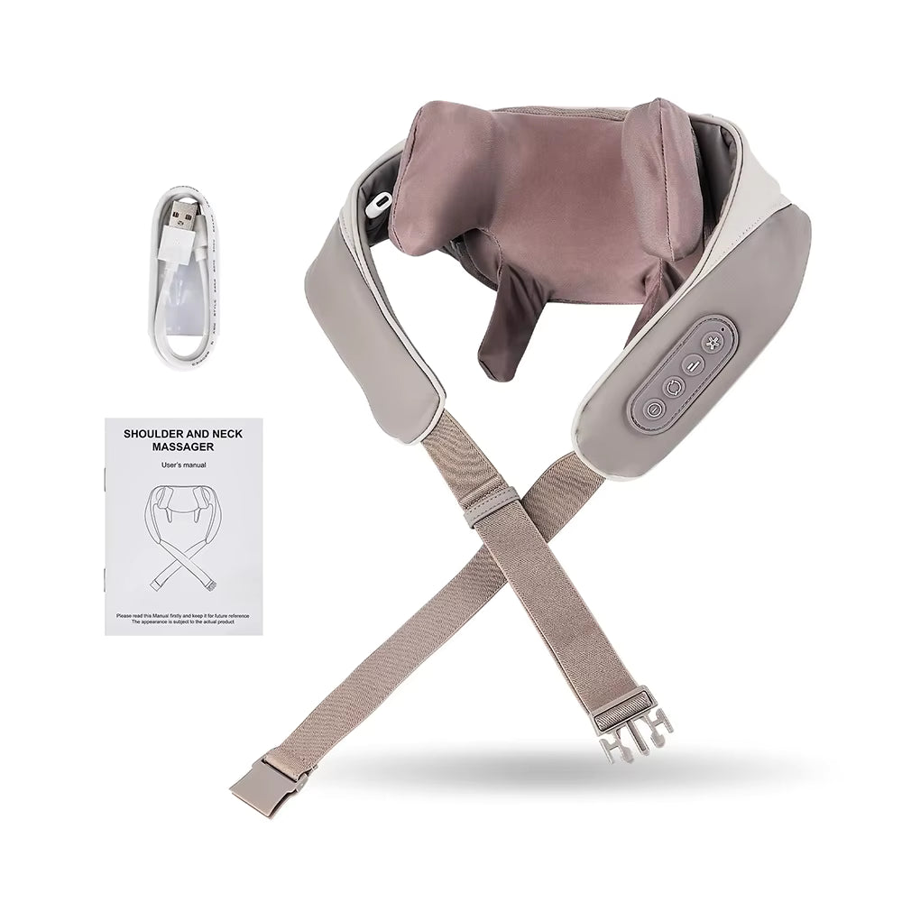 Cordless Shiatsu Neck & Shoulder Massager with Heat – 6-Point Kneading, 2 Modes & 2 Intensities